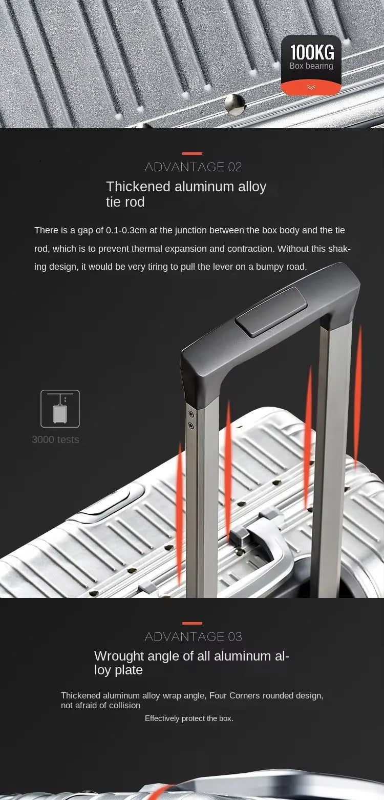 Aluminium Spinner Suitcase – 100% Aluminium-Magnesium Alloy Luggage with Password Lock