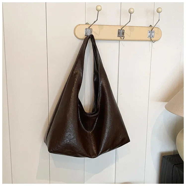 Large Capacity Hobo Shoulder Bag for Women – PU Leather Tote Handbag
