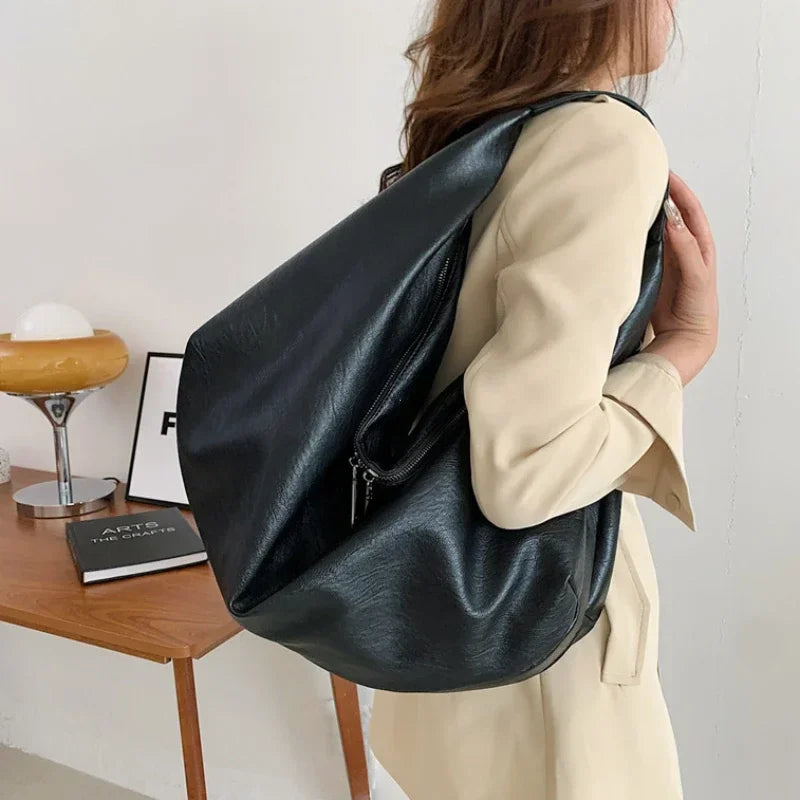 Large Hobo Shoulder Bag – Soft PU Leather Crossbody Tote for Women