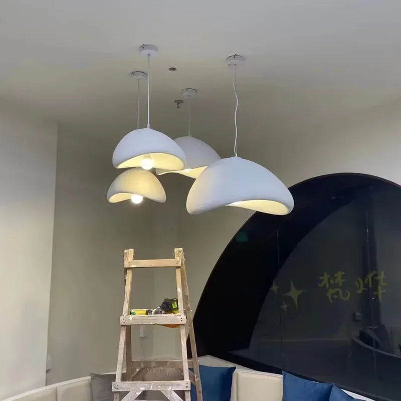 Nordic Wabi-Sabi LED Pendant Light in d30cm over a dining table