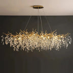 Luxury Gold Crystal LED Chandelier in round 80cm in a dining room