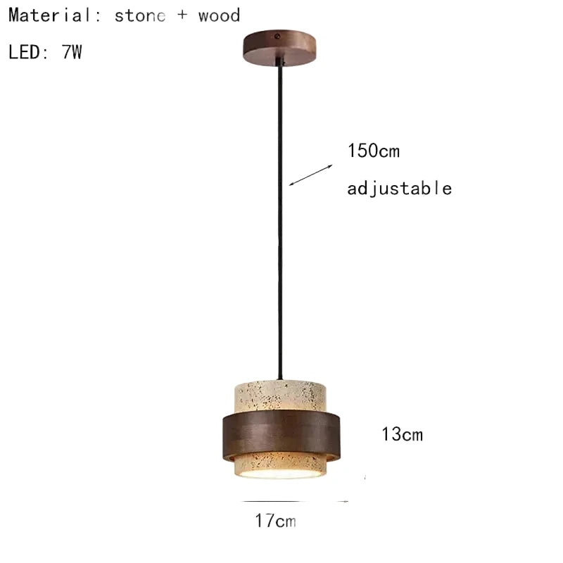 Travertine Cave Stone Pendant Chandelier in neutral light 4000k in an entryway