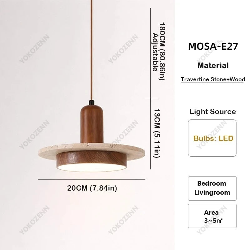 Travertine Kitchen Island Pendant Light in d159-30cm-log in a living room