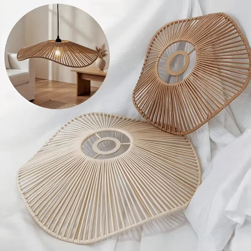 Handwoven Bohemian Ruffled Lampshade in 1pc in a home office