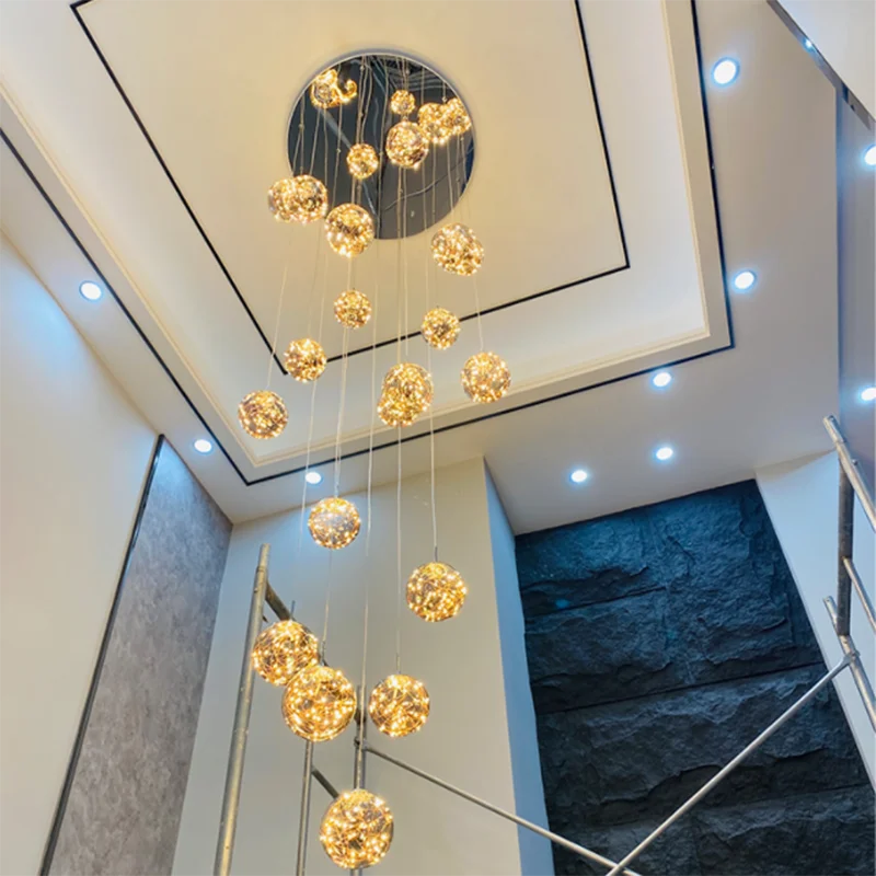 Modern LED Glass Ball Chandelier in 12 heads in a dining room