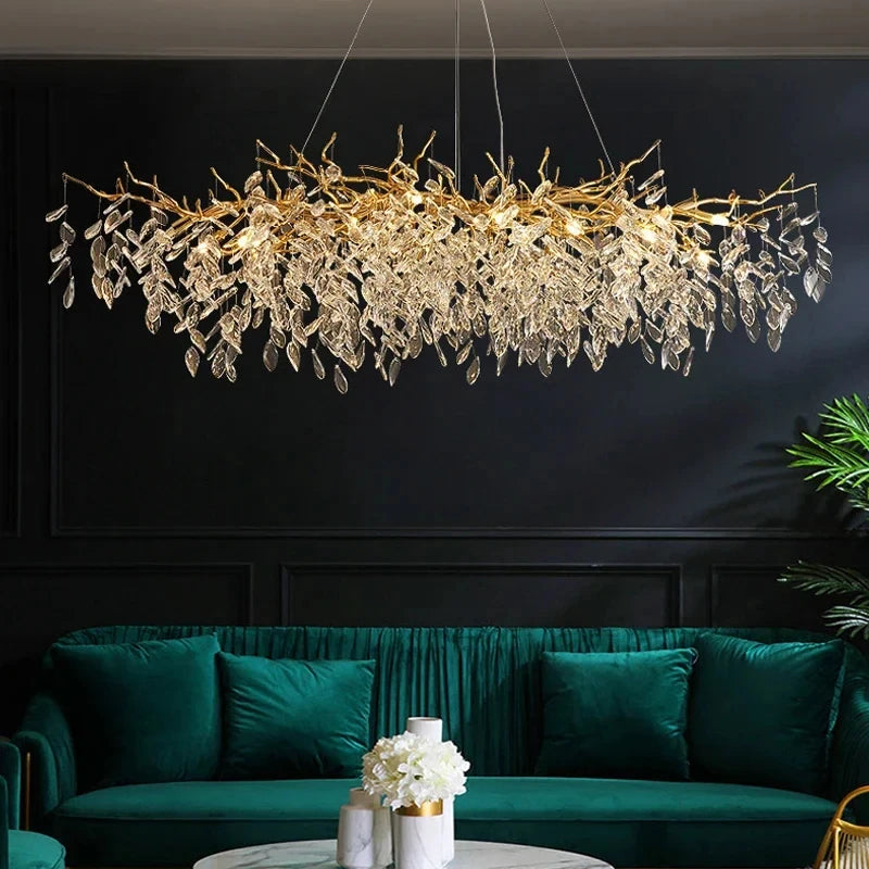 Luxury Gold Crystal LED Chandelier in round 45cm above a stairwell