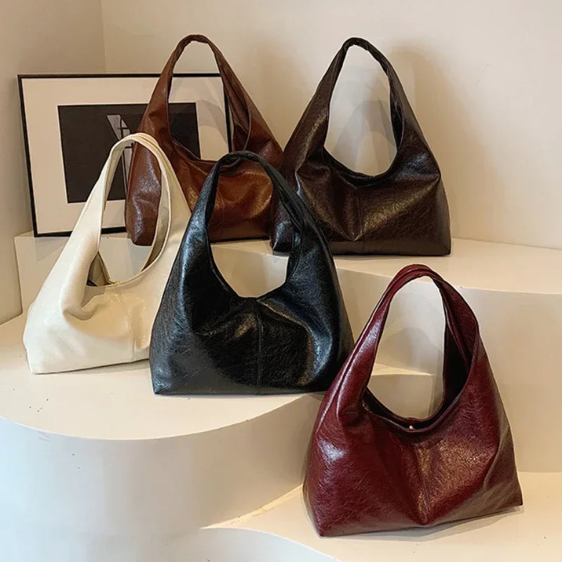 Large Capacity Hobo Shoulder Bag for Women – PU Leather Tote Handbag