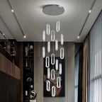 Modern LED Staircase Pendant Chandelier in 18 head in a living room