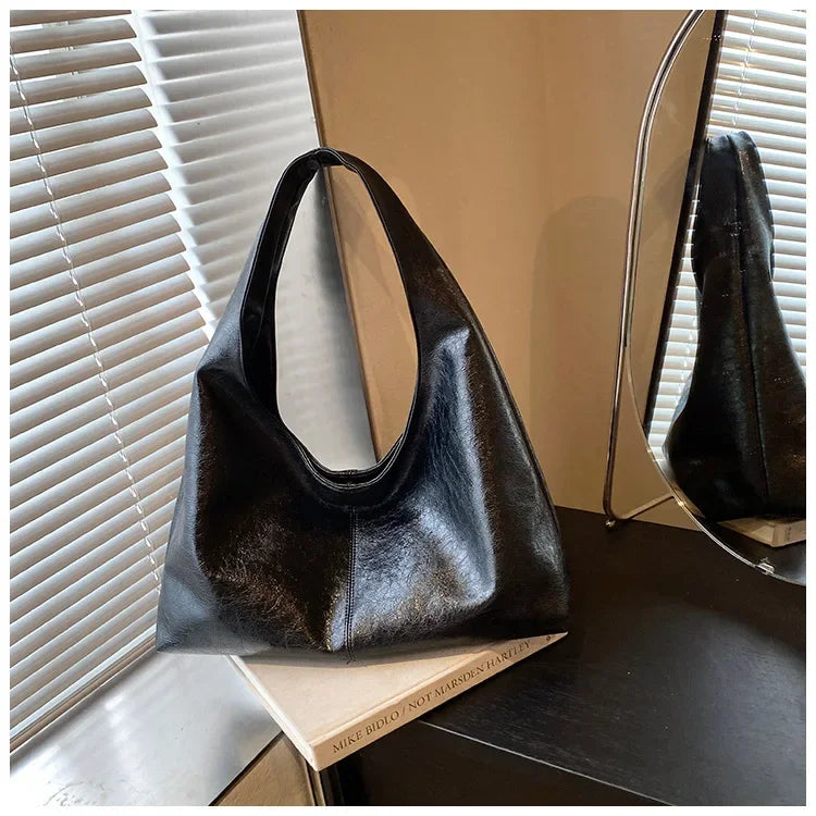 Large Capacity Hobo Shoulder Bag for Women – PU Leather Tote Handbag