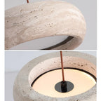 Japanese Travertine Stone Pendant Lamp in travertine lamp a above a kitchen island