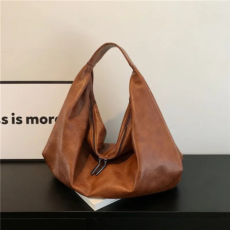 Large Hobo Shoulder Bag – Soft PU Leather Crossbody Tote for Women