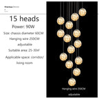 Modern LED Glass Ball Chandelier in smoky gray in a living room