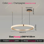Modern Ring LED Chandelier – Round Pendant Light in typed 80cm 60cm 40cm over a dining table