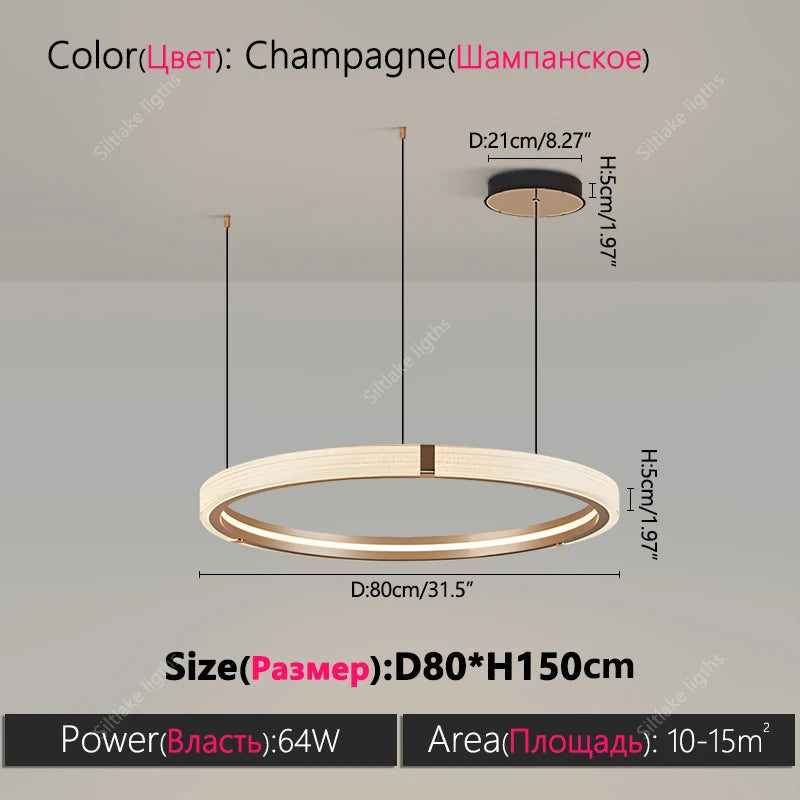 Modern Ring LED Chandelier – Round Pendant Light in typed 80cm 60cm 40cm over a dining table