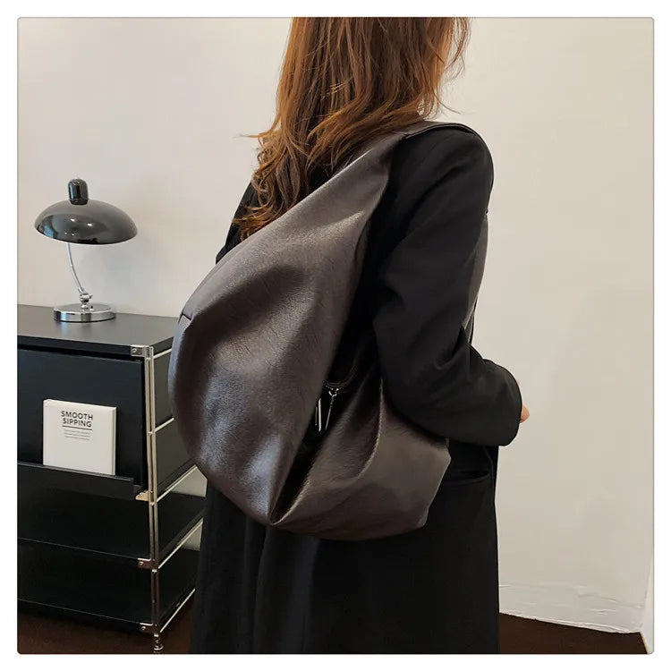 Large Hobo Shoulder Bag – Soft PU Leather Crossbody Tote for Women