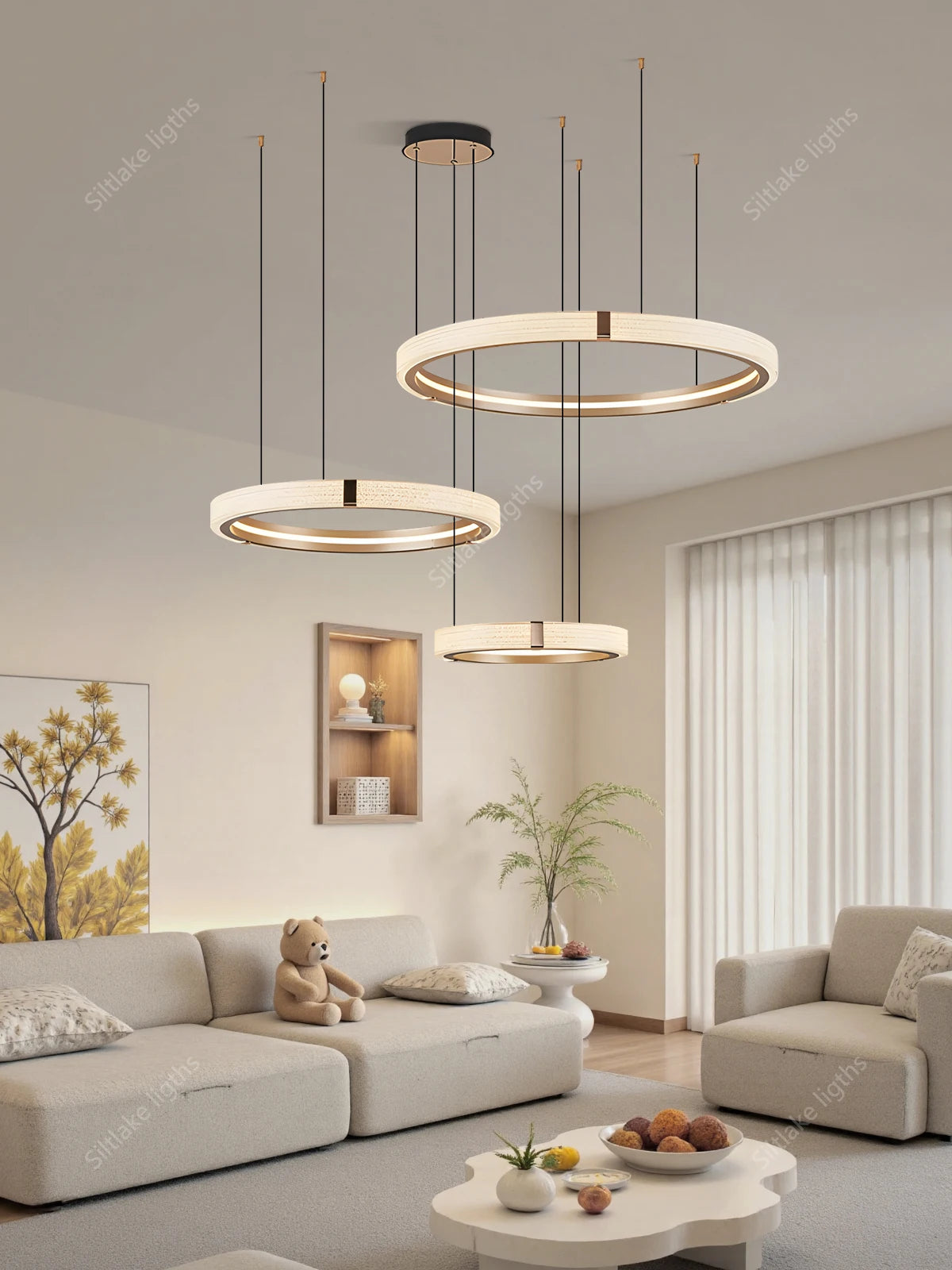 Modern Ring LED Chandelier – Round Pendant Light in 60cm above a kitchen island