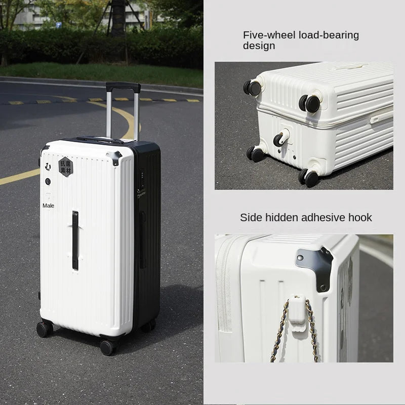 Oversized Spinner Suitcase – High Capacity 5-Wheel Trolley Luggage with Lock