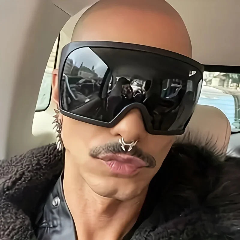 Futuristic Shield Sunglasses – Oversized UV400 Wrap Around Shades for Men & Women