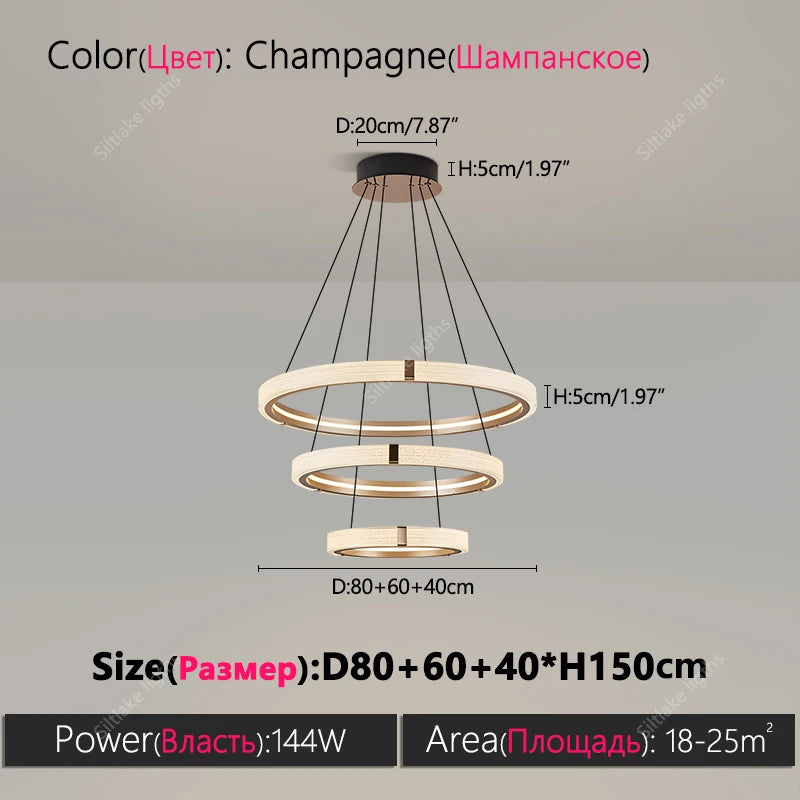 Modern Ring LED Chandelier – Round Pendant Light in 80cm above a kitchen island