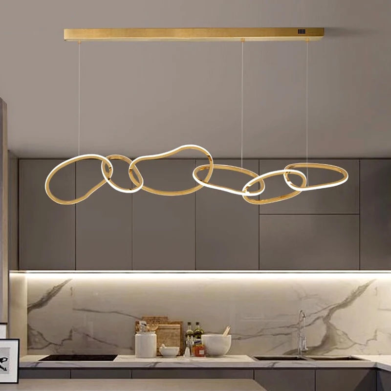 Modern LED Ceiling Pendant Chandelier in 5 head 120cm in an entryway