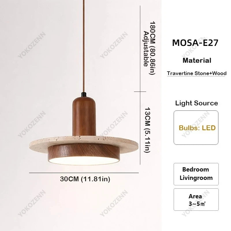 Travertine Kitchen Island Pendant Light in d159-20cm-log-3 above a kitchen island