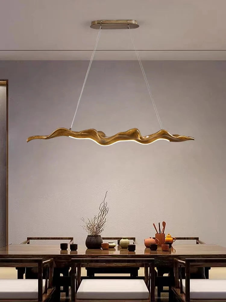 Vintage Resin Leaf Pendant Light in wood color