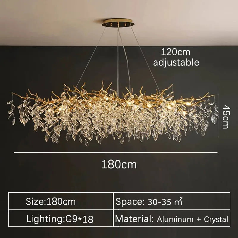 Luxury Gold Crystal LED Chandelier in 3 lights changeable in a living room