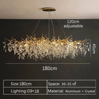 Luxury Gold Crystal LED Chandelier in 3 lights changeable in a living room