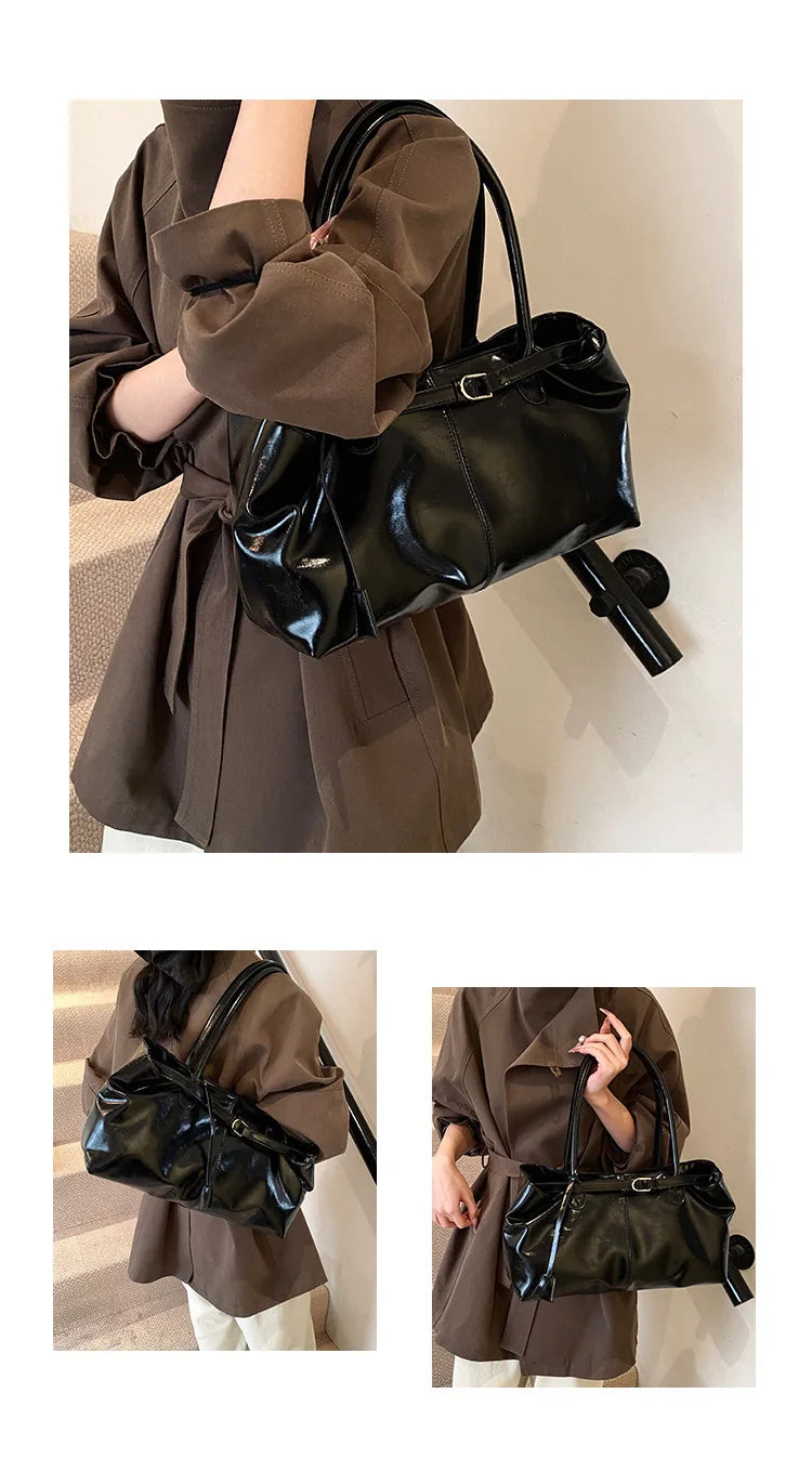 Women's Vintage PU Leather Shoulder Bag – Large Capacity Commuter Tote Handbag