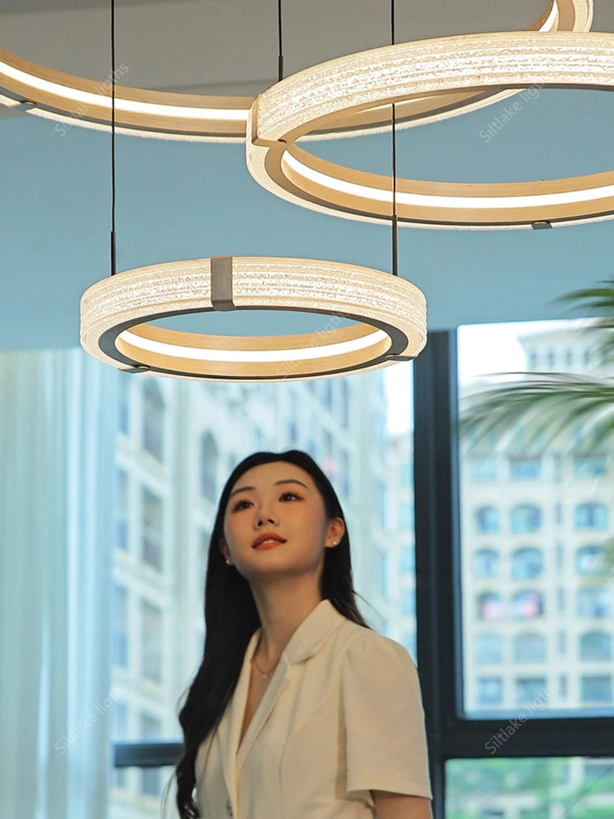 Modern Ring LED Chandelier – Round Pendant Light in 60cm 40cm in a living room