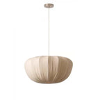 Nordic Wabi-Sabi Fabric Chandelier in white light above a kitchen island