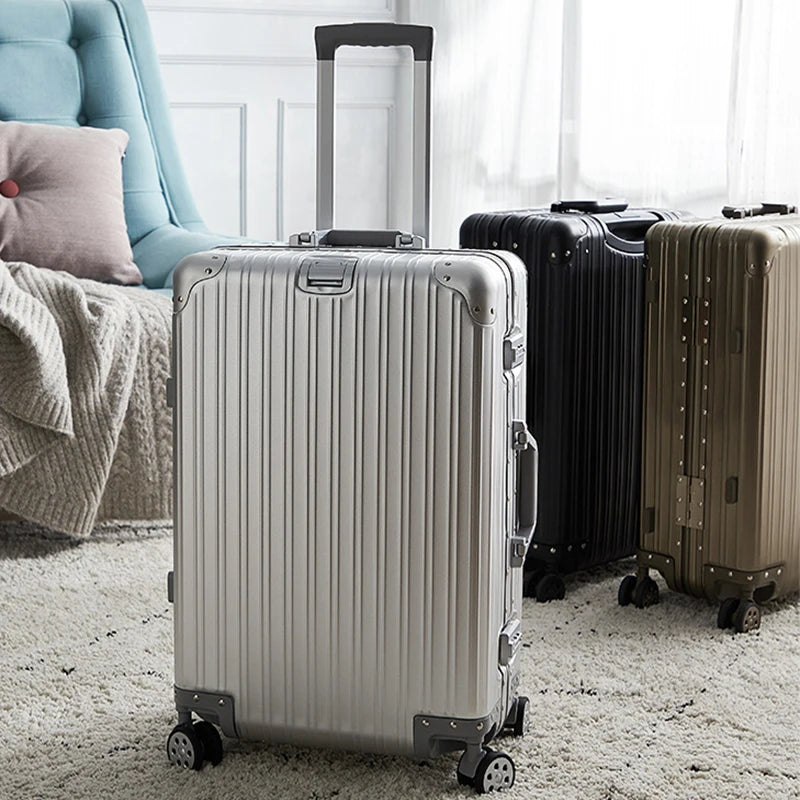 Aluminium Spinner Suitcase – 100% Aluminium-Magnesium Alloy Luggage with Password Lock