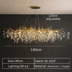 Luxury Gold Crystal LED Chandelier in white light in an entryway