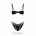 Solid Vintage Bikini Set – Lace-Up Push-Up Swimsuit for Women