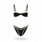 Black White Trim Push-Up Bikini Set