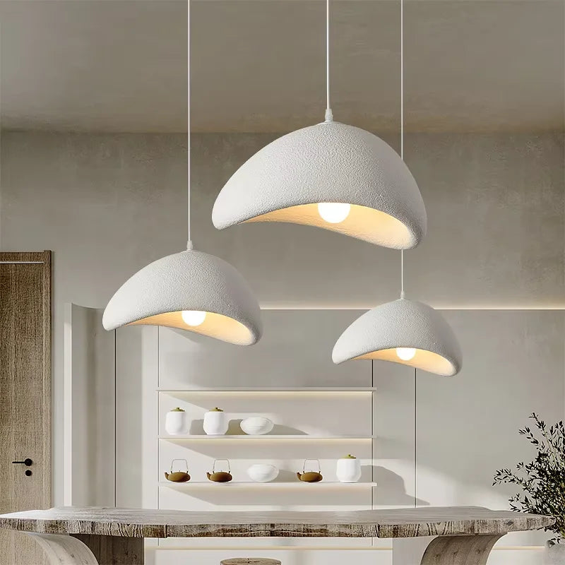 Modern Wabi-Sabi LED Ceiling Chandelier in a grey above a stairwell