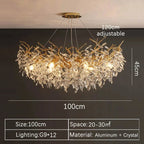 Luxury Gold Crystal LED Chandelier in silver in a living room