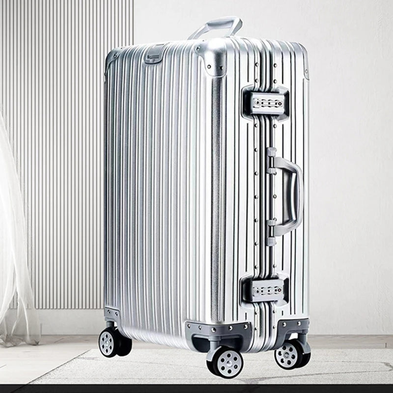 Aluminium Spinner Suitcase – 100% Aluminium-Magnesium Alloy Luggage with Password Lock