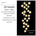 Modern LED Glass Ball Chandelier in 18 heads above a stairwell