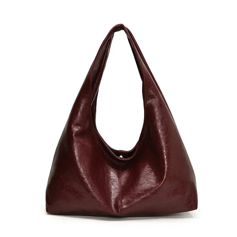 Large Capacity Hobo Shoulder Bag for Women – PU Leather Tote Handbag