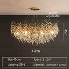 Luxury Gold Crystal LED Chandelier in long 160cm in a dining room