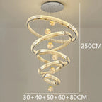 Modern Crystal Staircase Chandelier in cold white in a dining room
