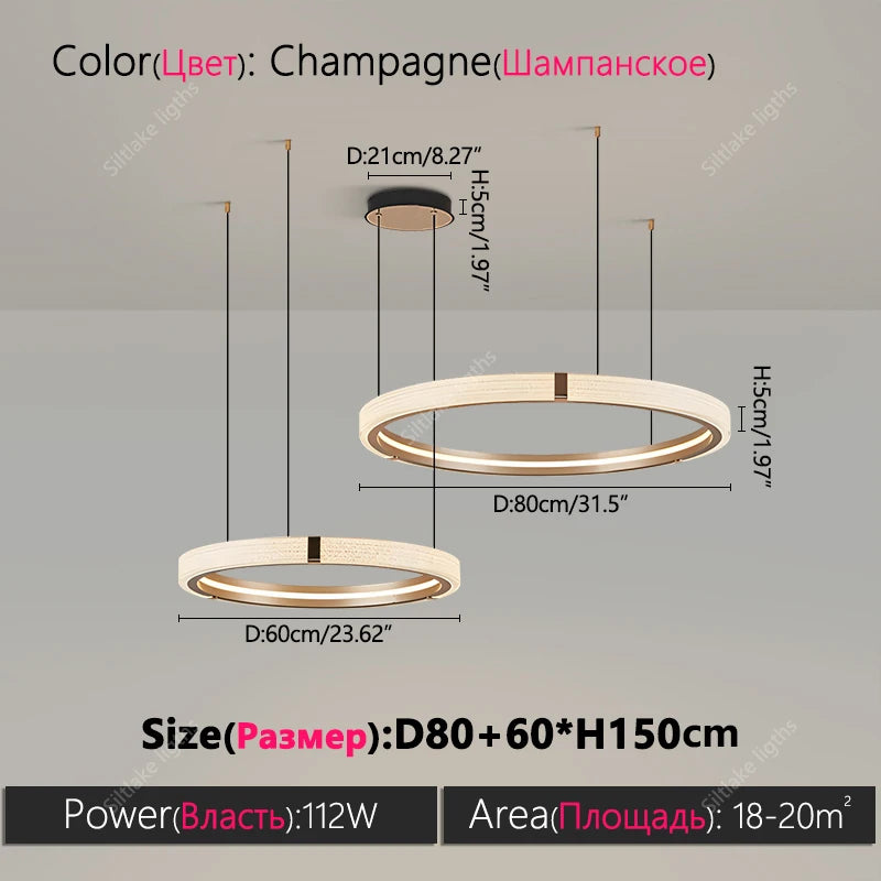 Modern Ring LED Chandelier – Round Pendant Light in typee 80cm 60cm 40cm in an entryway
