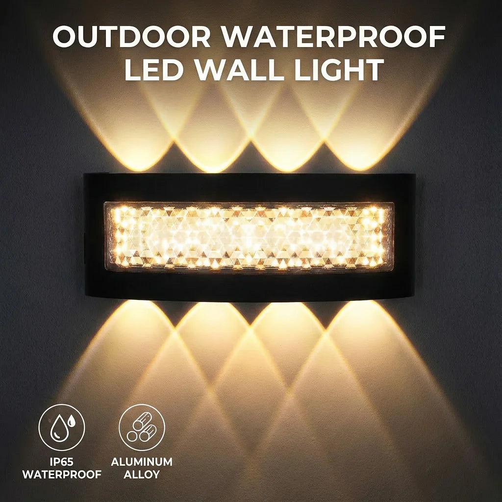 LED Aluminium Outdoor Wall Sconce in b-9w beside a bed