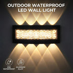 LED Aluminium Outdoor Wall Sconce in b-9w beside a bed