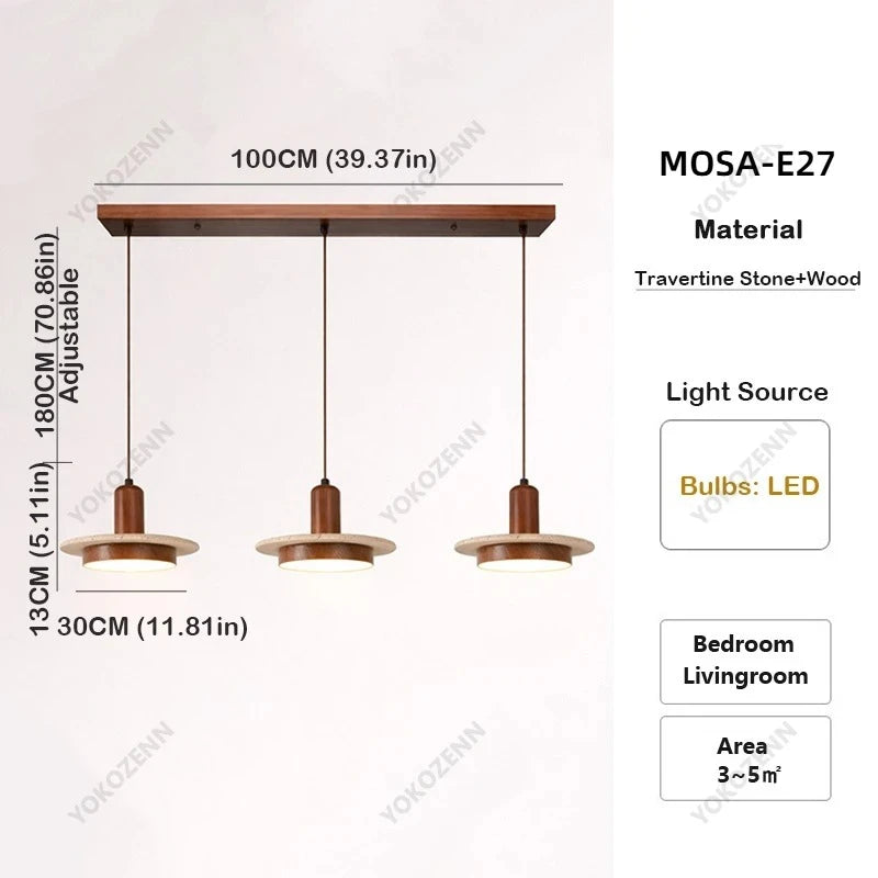Travertine Kitchen Island Pendant Light in natural light 4200k above a kitchen island