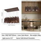 Retro Solid Wood Pendant Chandelier in natural light above a kitchen island