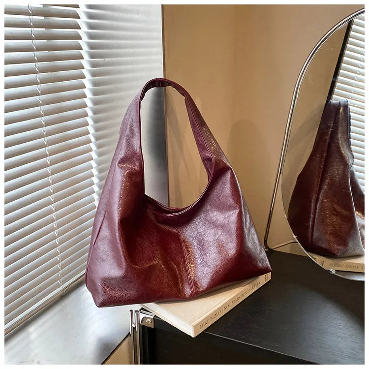 Large Capacity Hobo Shoulder Bag for Women – PU Leather Tote Handbag