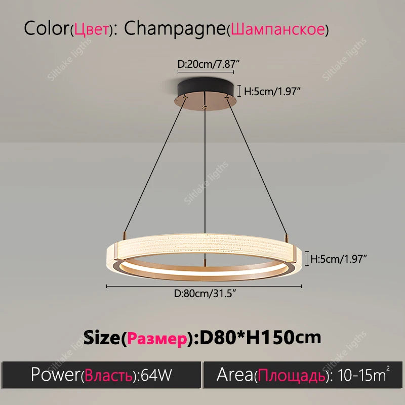 Modern Ring LED Chandelier – Round Pendant Light in dimmable with remote in an entryway