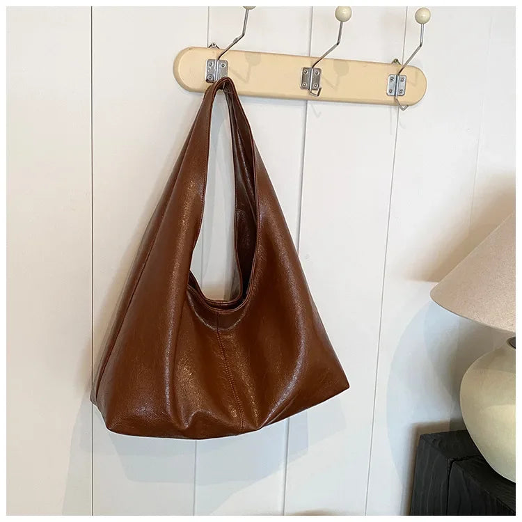 Large Capacity Hobo Shoulder Bag for Women – PU Leather Tote Handbag